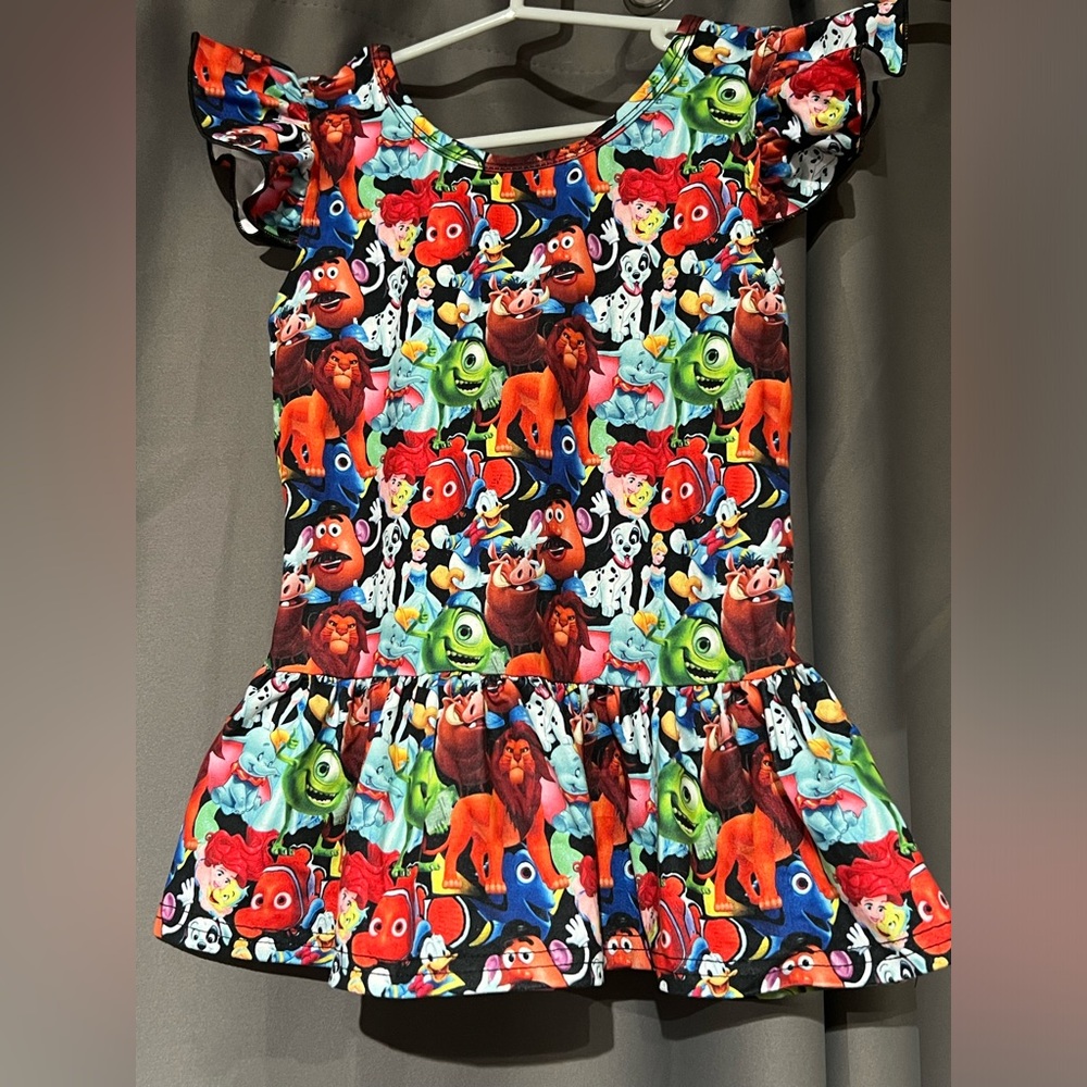Disney Pixar character girls peplum short sleeved top T-shirt Nemo dumbo